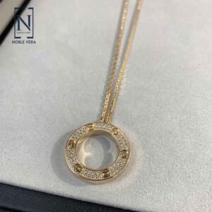 Cartier Love Necklace Rose Gold With Pave Diamonds